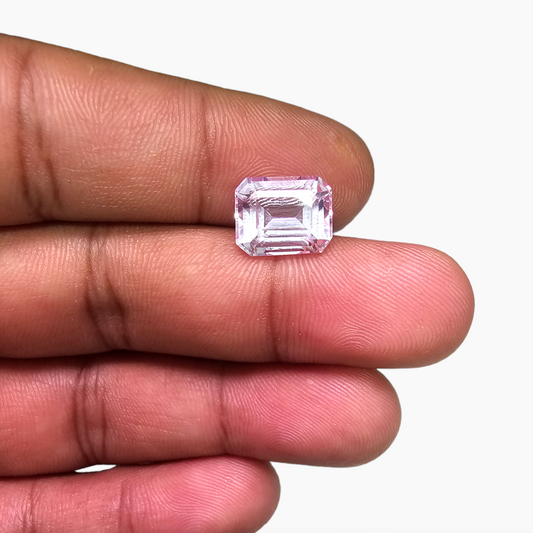 Natural Kunzite Stone 6.76 Carats 11 by 9 MM in Emerald Cut Shape