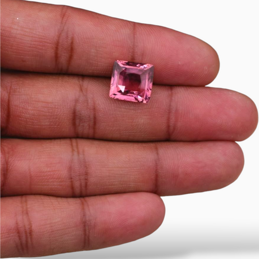 6.87 Carats Natural Tourmaline Stone in Princess Cut Shape & 11.95×11.39x6.20mm Size