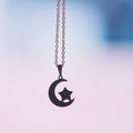 18K Yellow Gold Star Moon Shaped Pendants (PEN0124)
