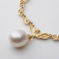 White Natural Pearl Stone 18K Yellow Gold Pendant (PEN0125)