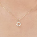 18K Yellow Gold Round Flower Shaped Pendants (PEN0126)