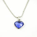 Blue Syntatic Stone Pure Silver 925 Heart Pendant (PEN0127)