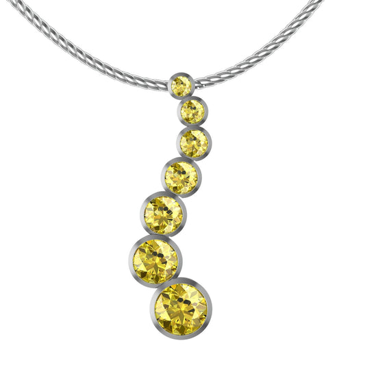 Yellow Sapphire Stones Silver 925 Pendant Round Cut (PEN0130)
