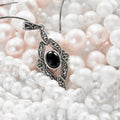 Black Onyx Silver 925 Fancy Pendant Eye Oval Cut (PEN0131)