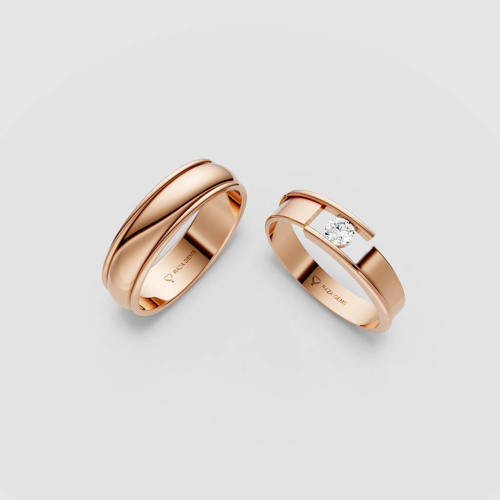 Bonnie – 18K Solid Gold Moissanite Couple Bands for Engagement & Wedding