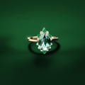 Natural Green Tourmaline with 18K Yellow Gold Ring for Women (EAR0970)