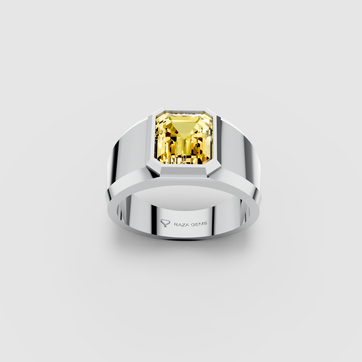 Evelyn - Solid 18K Gold Radiant Emerald-Cut Yellow Sapphire Ring