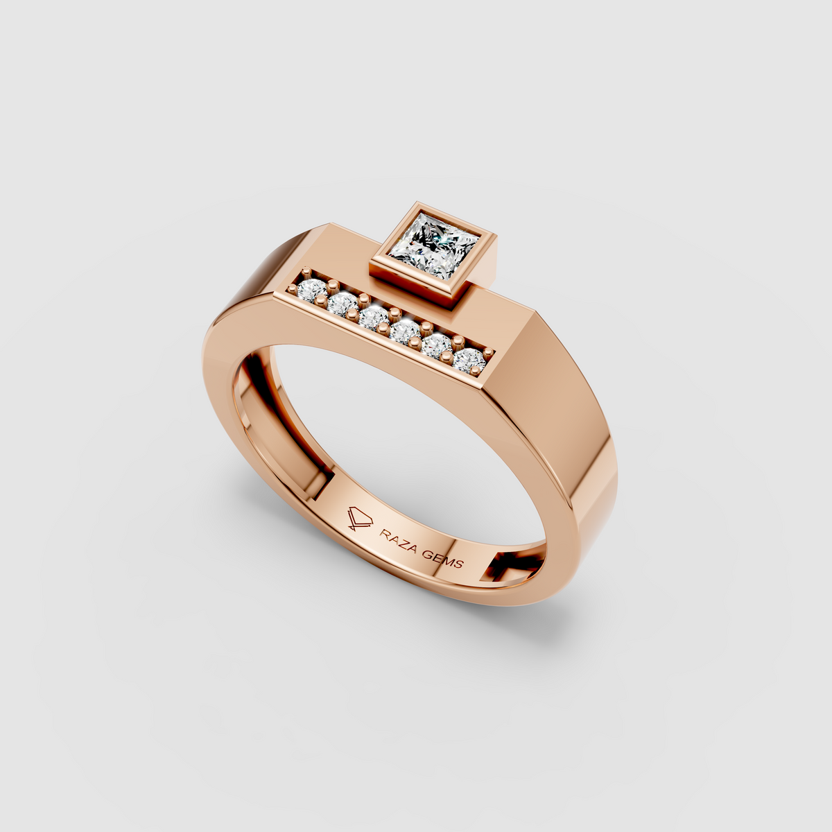Penelope – 18K Gold Bezel Princess Cut Moissanite Statement Ring