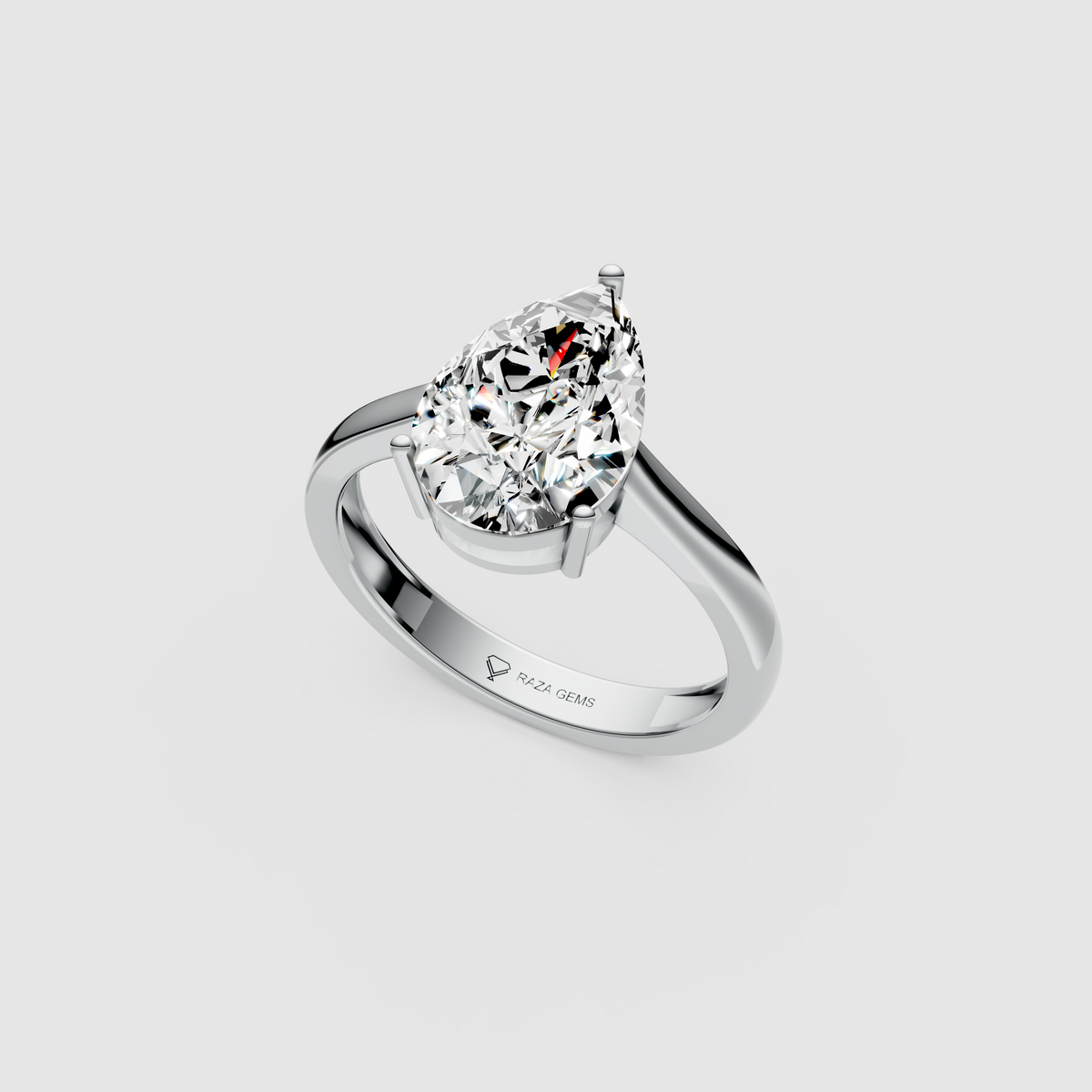 Essence – 18K Solid Gold Pear Moissanite Minimalist Statement Ring