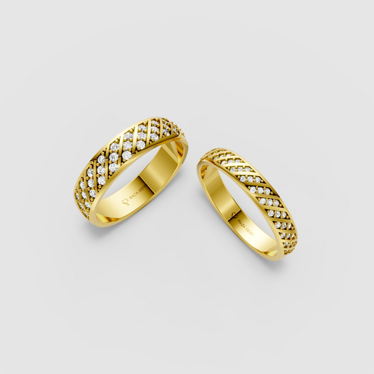 Sienna – 18K Gold Matching Couple's Engagement & Wedding Ring Set