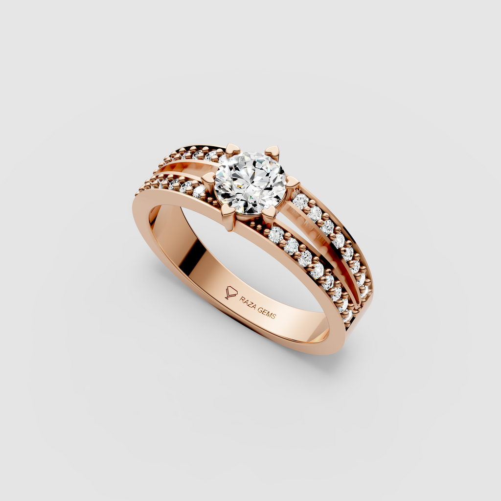 Bonnie – 18K Gold Moissanite Solitaire Engagement Ring with Accent Stones