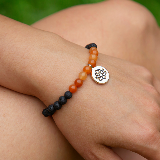 Black Orange Beads Bracelet for Women (BRA0177)
