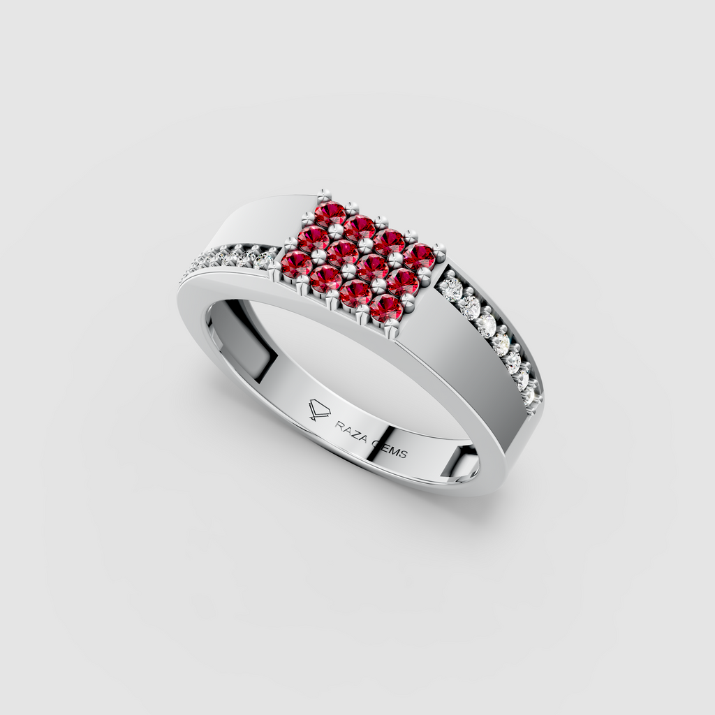 Bella – 18K Solid Gold Pave Ruby & Natural Moissanite Band Ring
