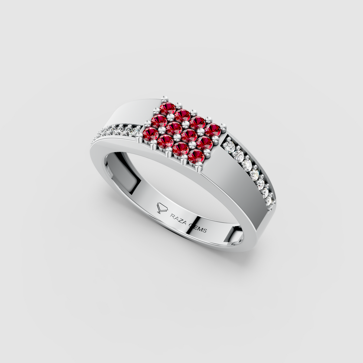 Bella – 18K Solid Gold Pave Ruby & Natural Moissanite Band Ring