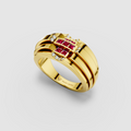 Billie - 18K Gold Red Garnet Cross & Sparkling Moissanite Ring
