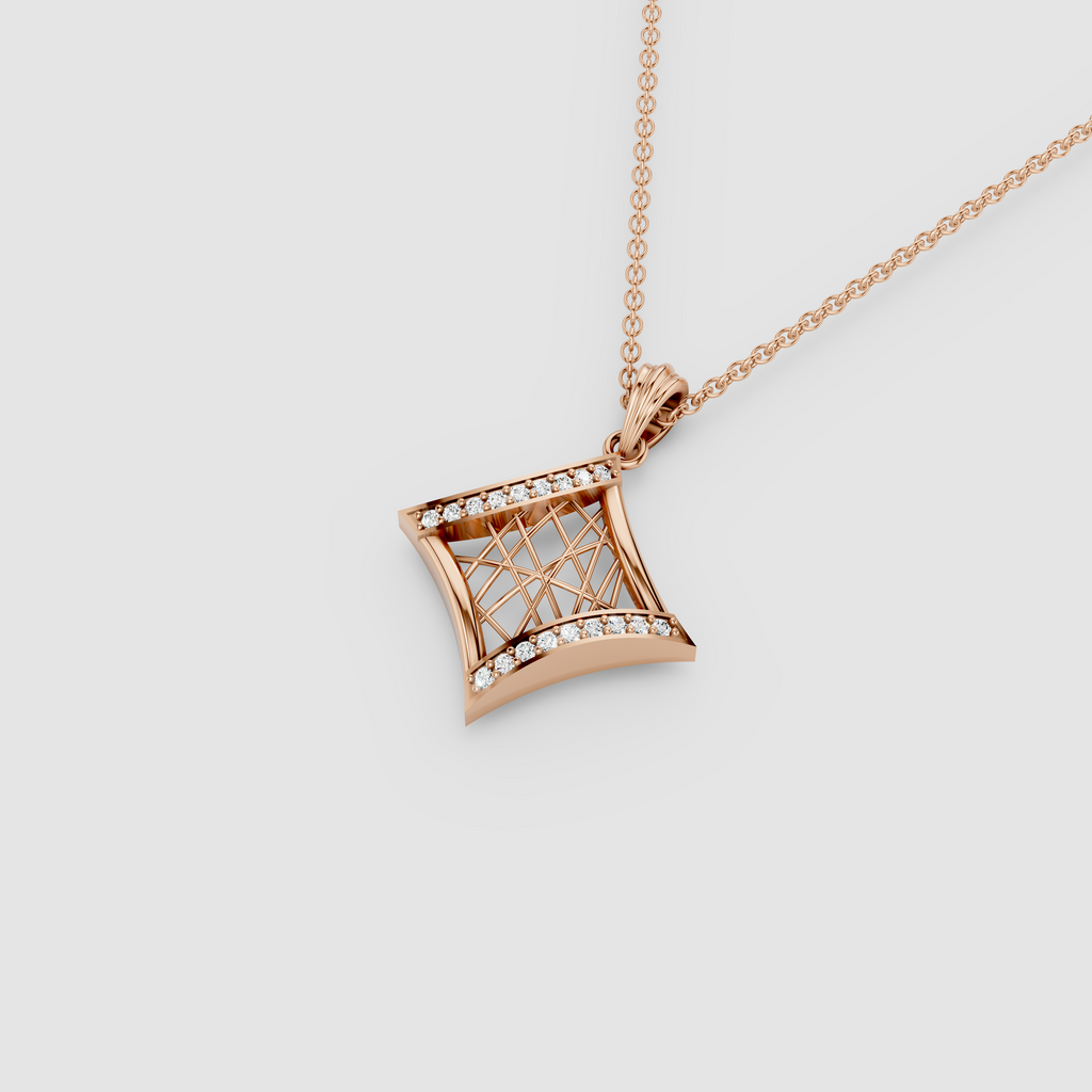 Rebecca - 18K Gold Geometric Rhombus Moissanite Pendant (Pendant Only)"