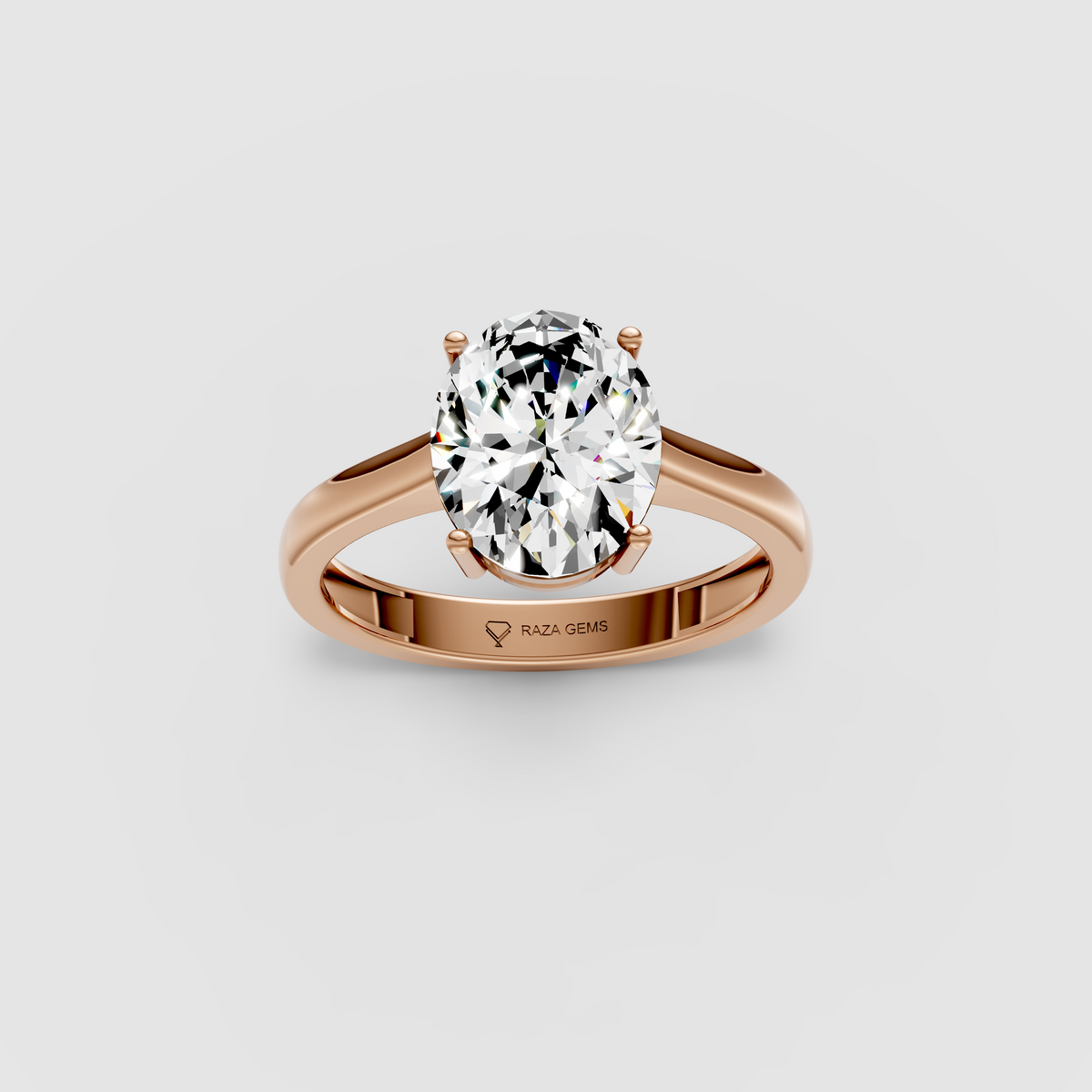 Timeless Luminary – Oval Moissanite Solitaire Engagement Ring in 18KT Gold