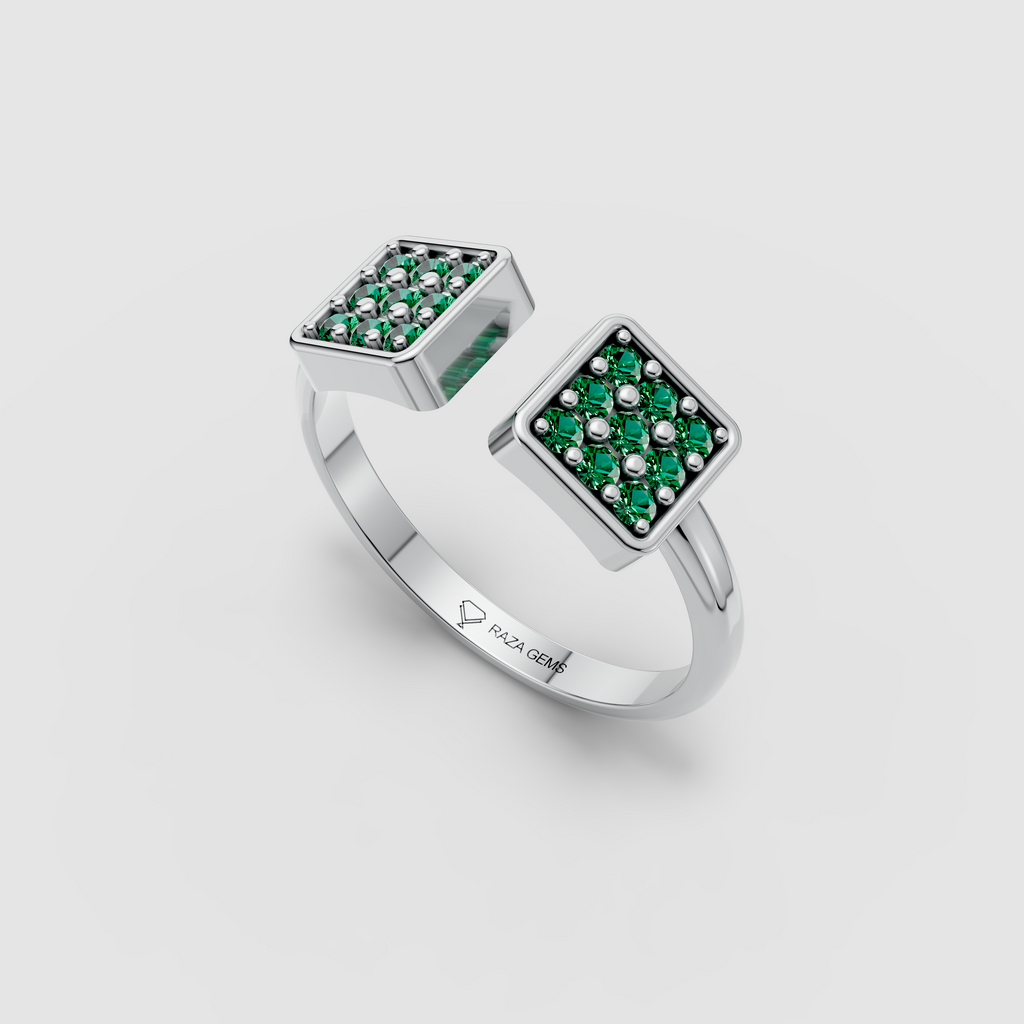 Delilah - Modern Open-Front Emerald Cluster Statement Ring in 18K Gold