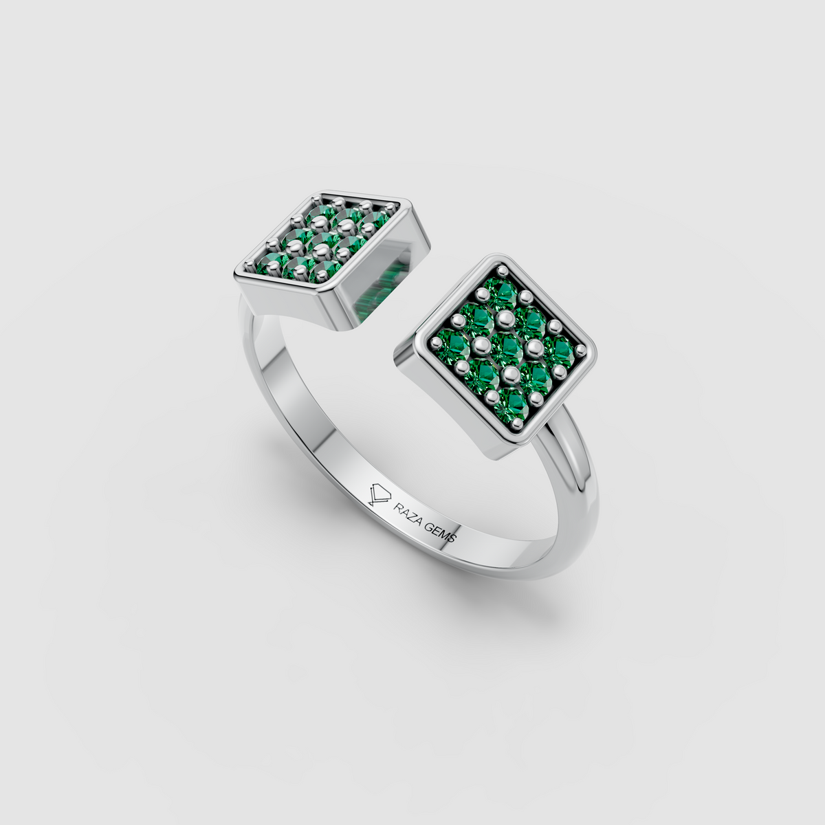 Delilah - Modern Open-Front Emerald Cluster Statement Ring in 18K Gold