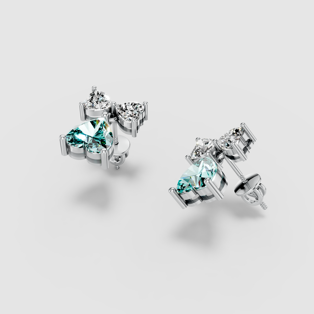 Sharon - 18K Gold Aquamarine & Sparkling Moissanite Drop Earrings"