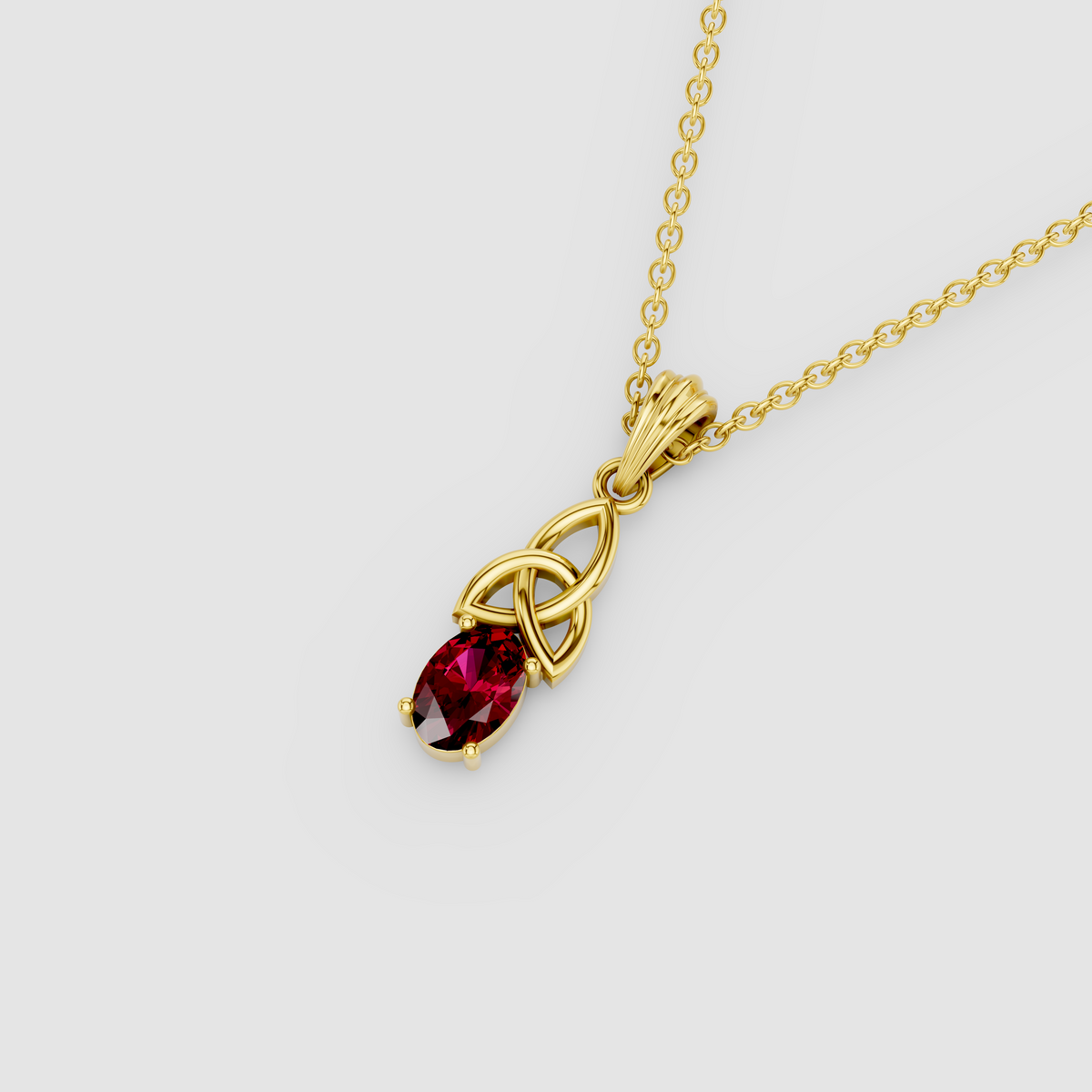 Emily - 18K Gold Oval Ruby Celtic Knot Pendant (Pendant Only)"