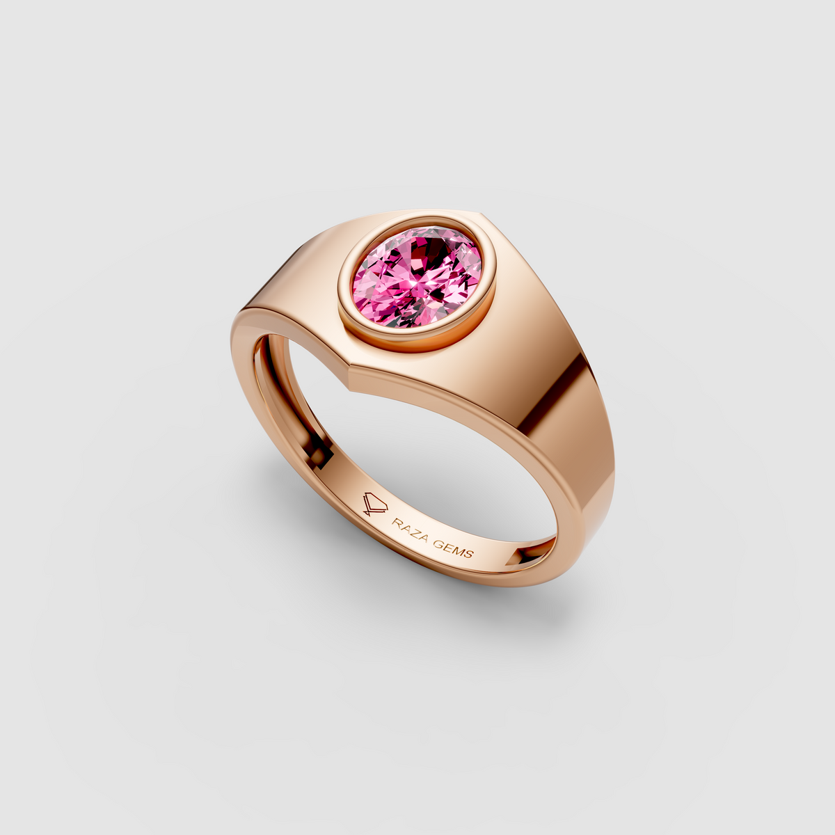Molly - Pink Sapphire Signet Ring in 18K Solid Gold