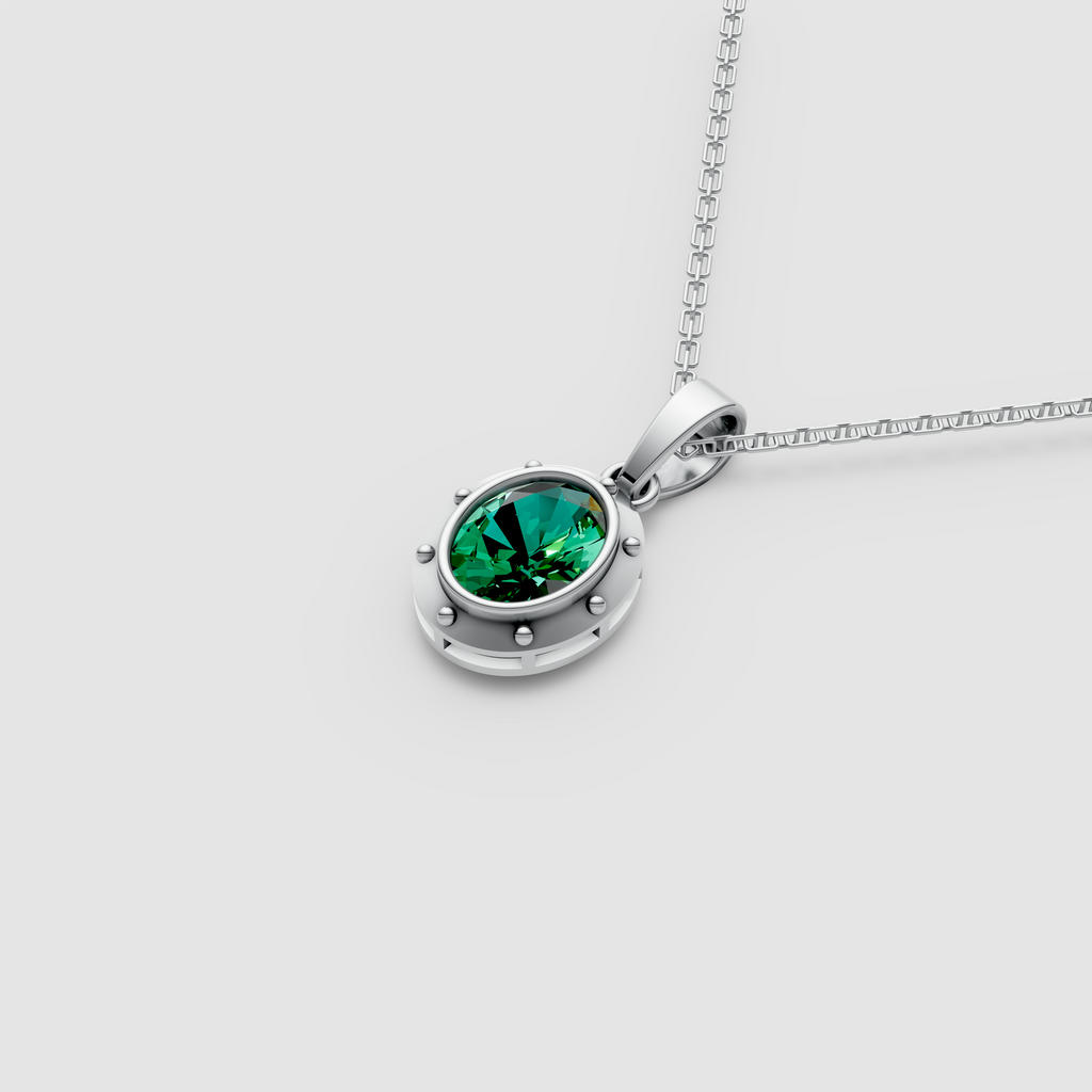 Esme – Oval-Cut Emerald Medallion Pendant in 18KT Gold