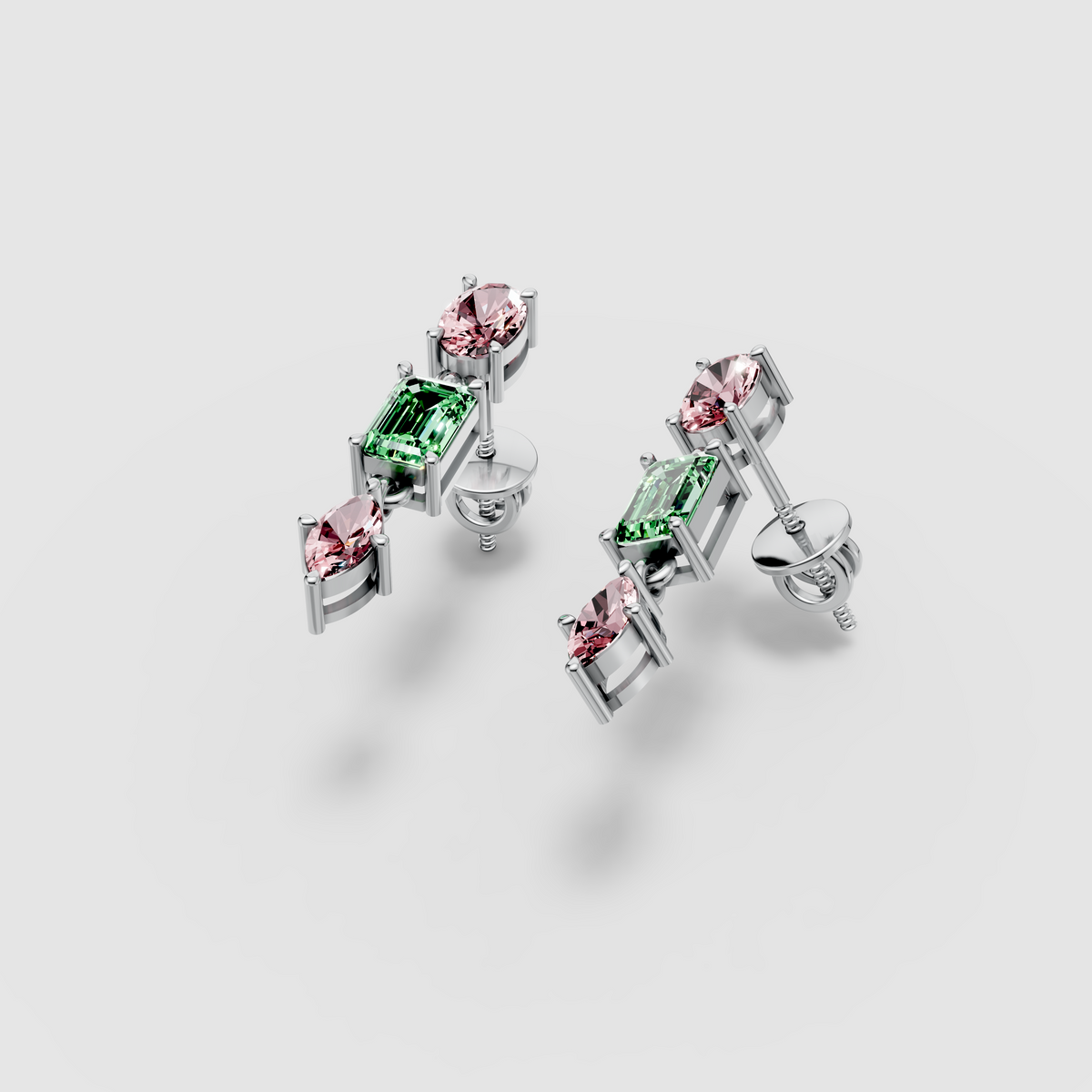 Rebecca - 18K Gold Pink Spinel & Green Garnet Multi-Cut Drop Earrings" (Descriptive & Elegant)
