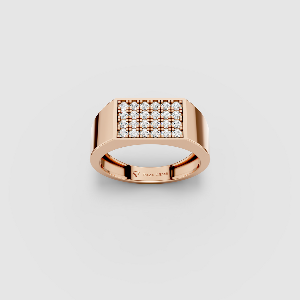 Mia - 18K Gold Pavé Moissanite Rectangular Signet Ring