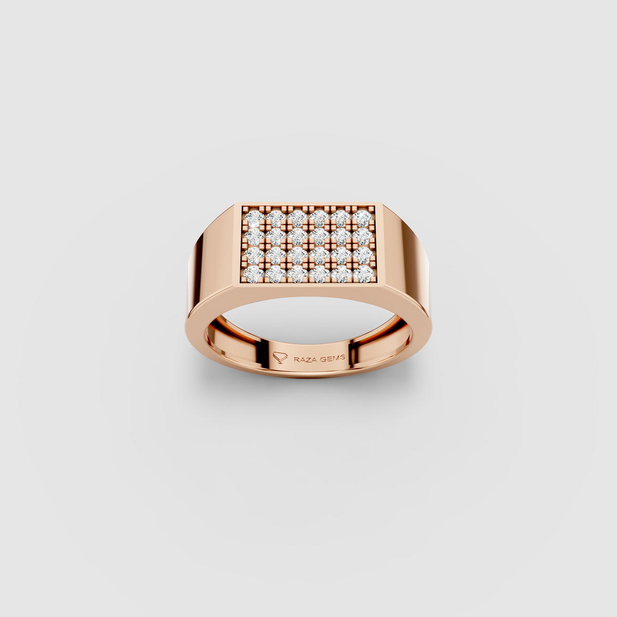 Mia - 18K Gold Pavé Moissanite Rectangular Signet Ring