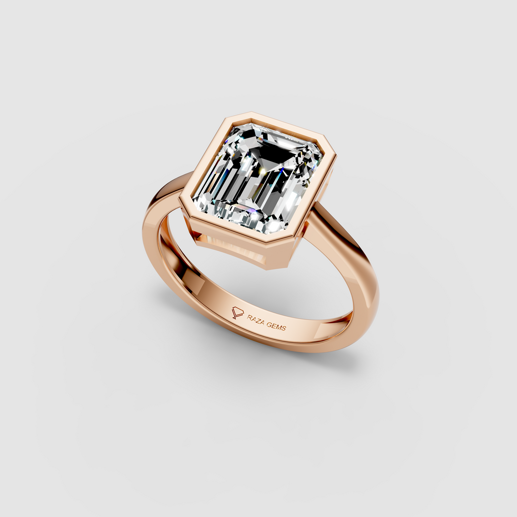 Natural Moissanite Stone Ring in 18K Yellow Gold