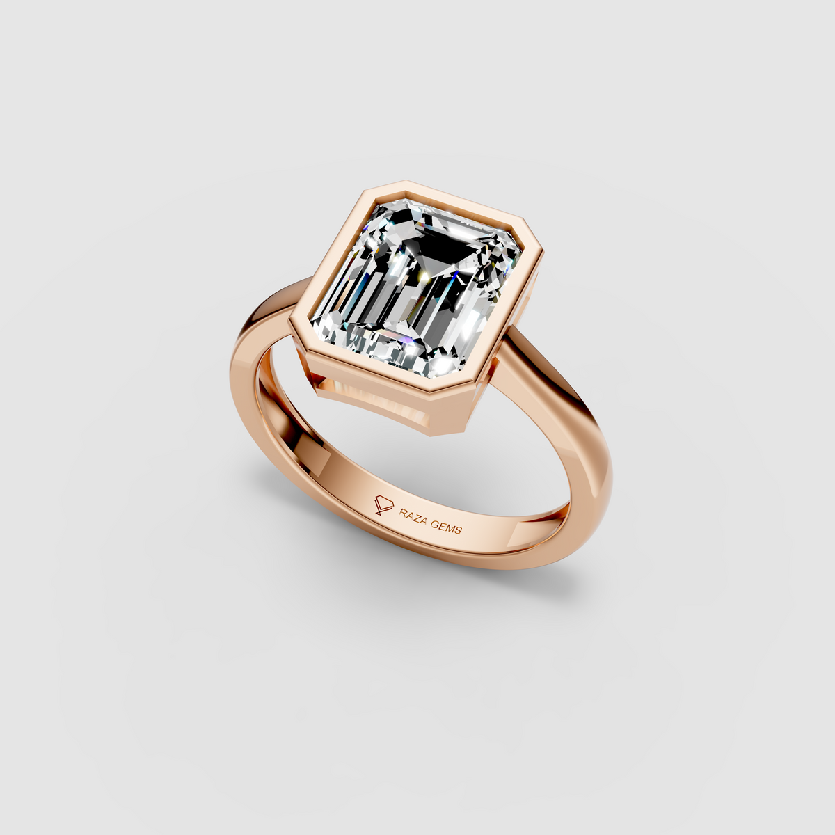 Natural Moissanite Stone Ring in 18K Yellow Gold