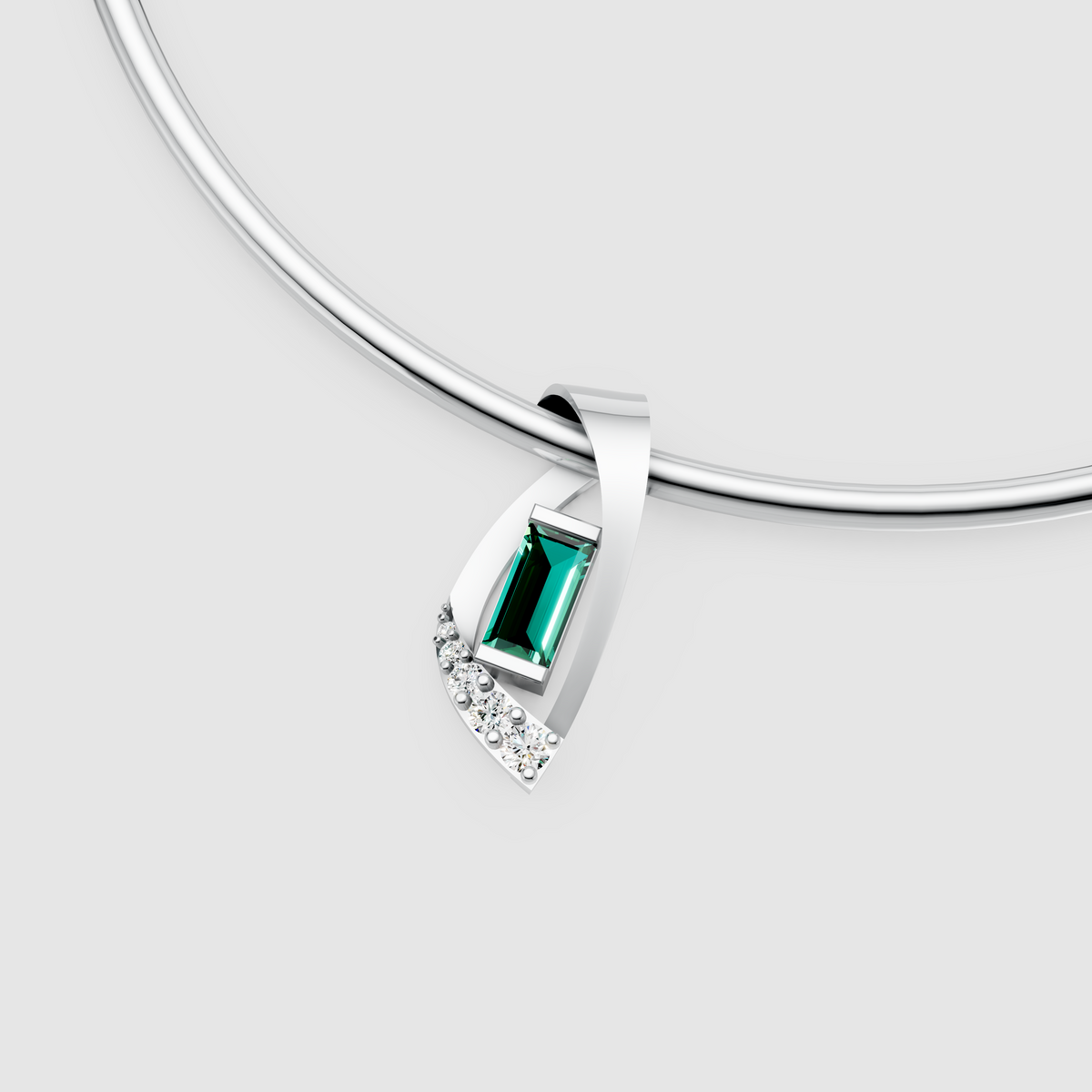 Isabella – Modern Contemporary Emerald & Moissanite Statement Pendant (18K Gold)