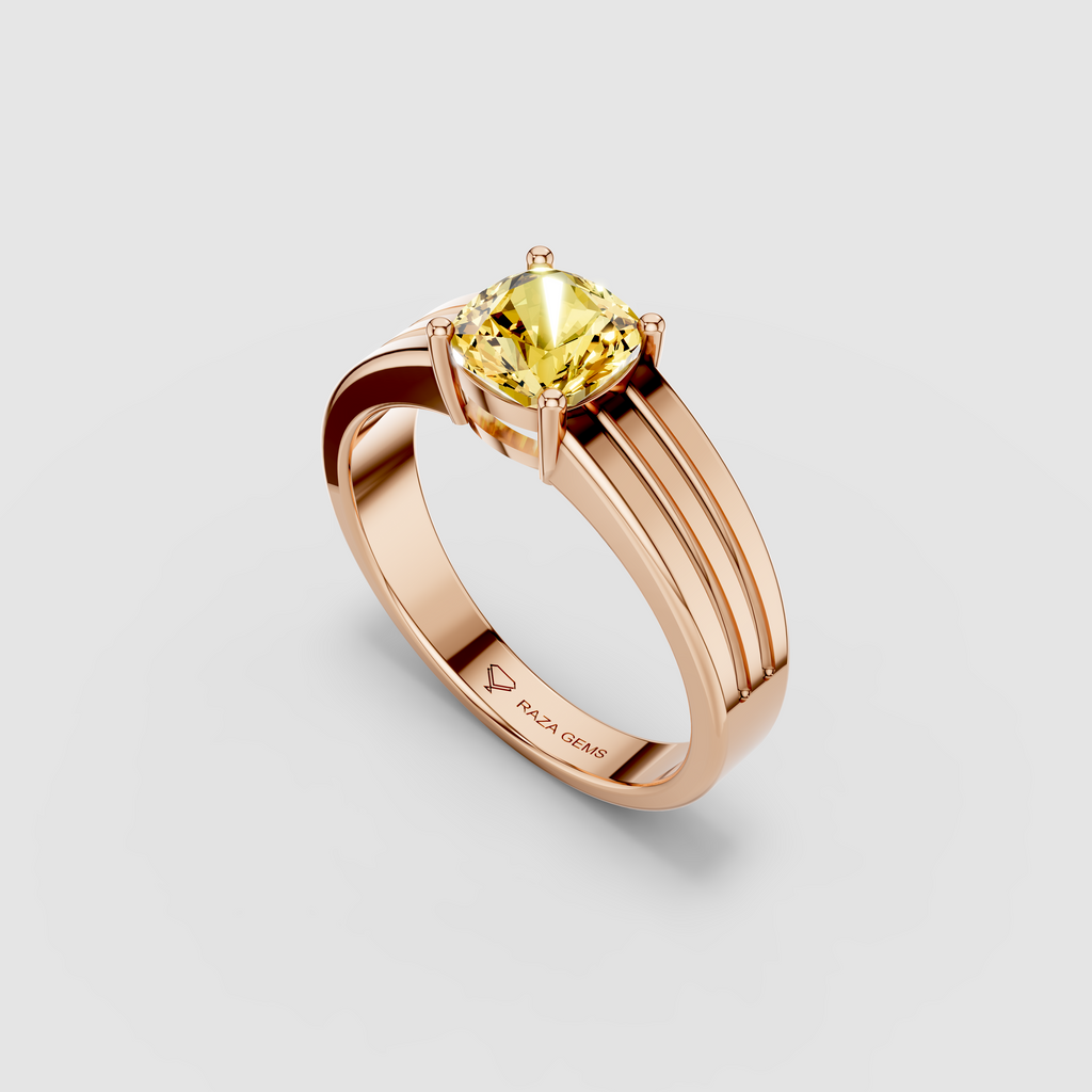 Juliana - 18K Gold Cushion Yellow Sapphire Signet Ring