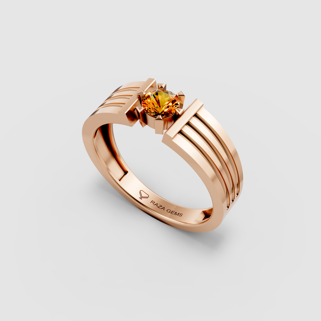 Maryam – 18K Solid Gold Orange Spinel Modern Four-Prong Band