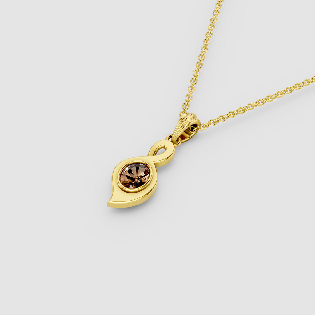 Karen - 18K Gold Smoky Topaz Infinity Twist Solitaire Pendant (Pendant Only)"