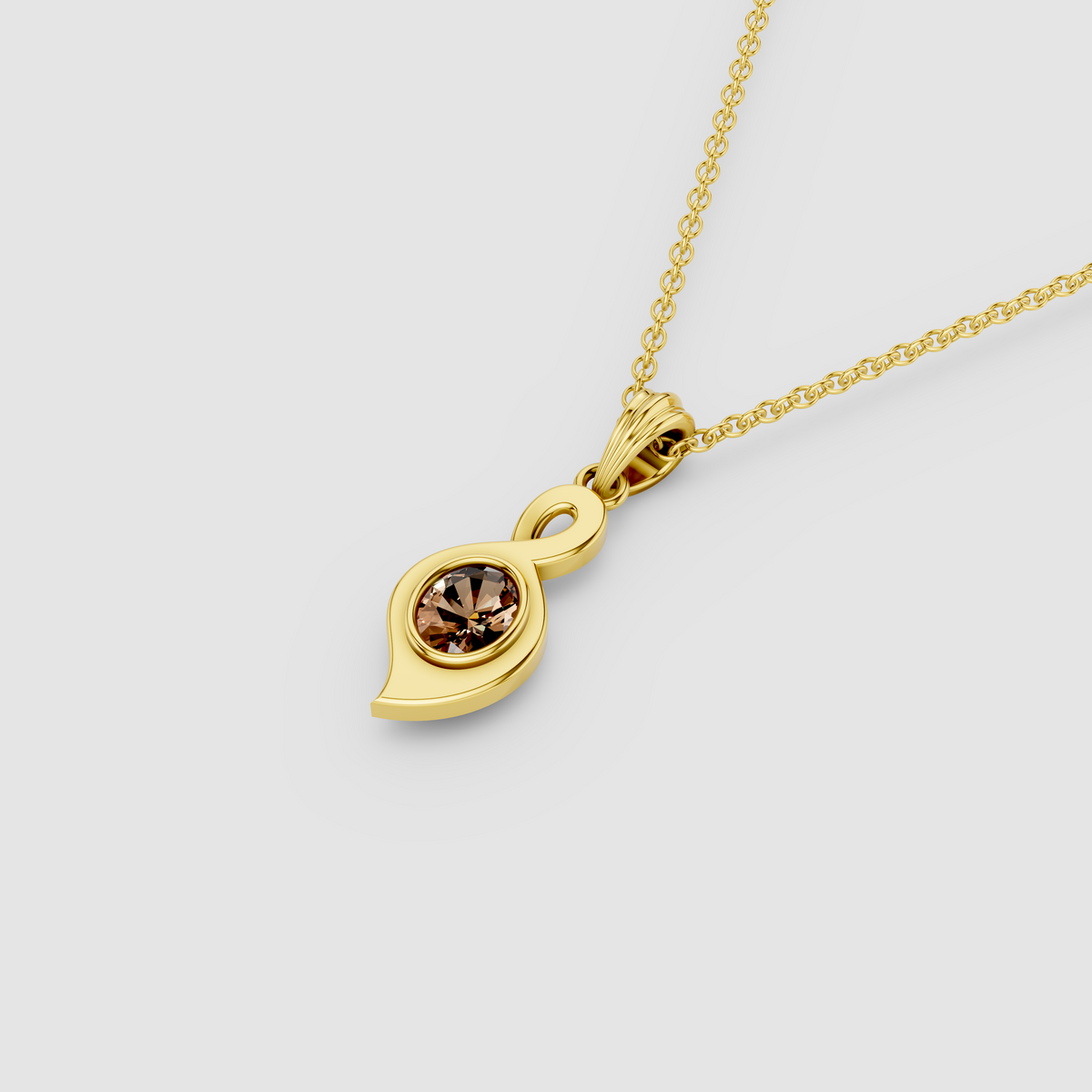 Karen - 18K Gold Smoky Topaz Infinity Twist Solitaire Pendant (Pendant Only)"