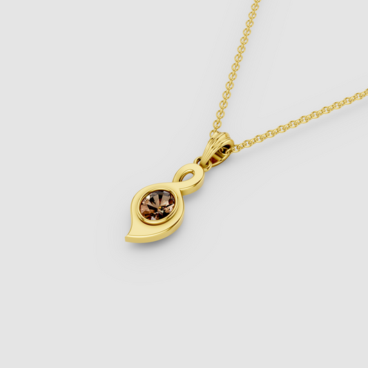 Karen - 18K Gold Smoky Topaz Infinity Twist Solitaire Pendant (Pendant Only)"