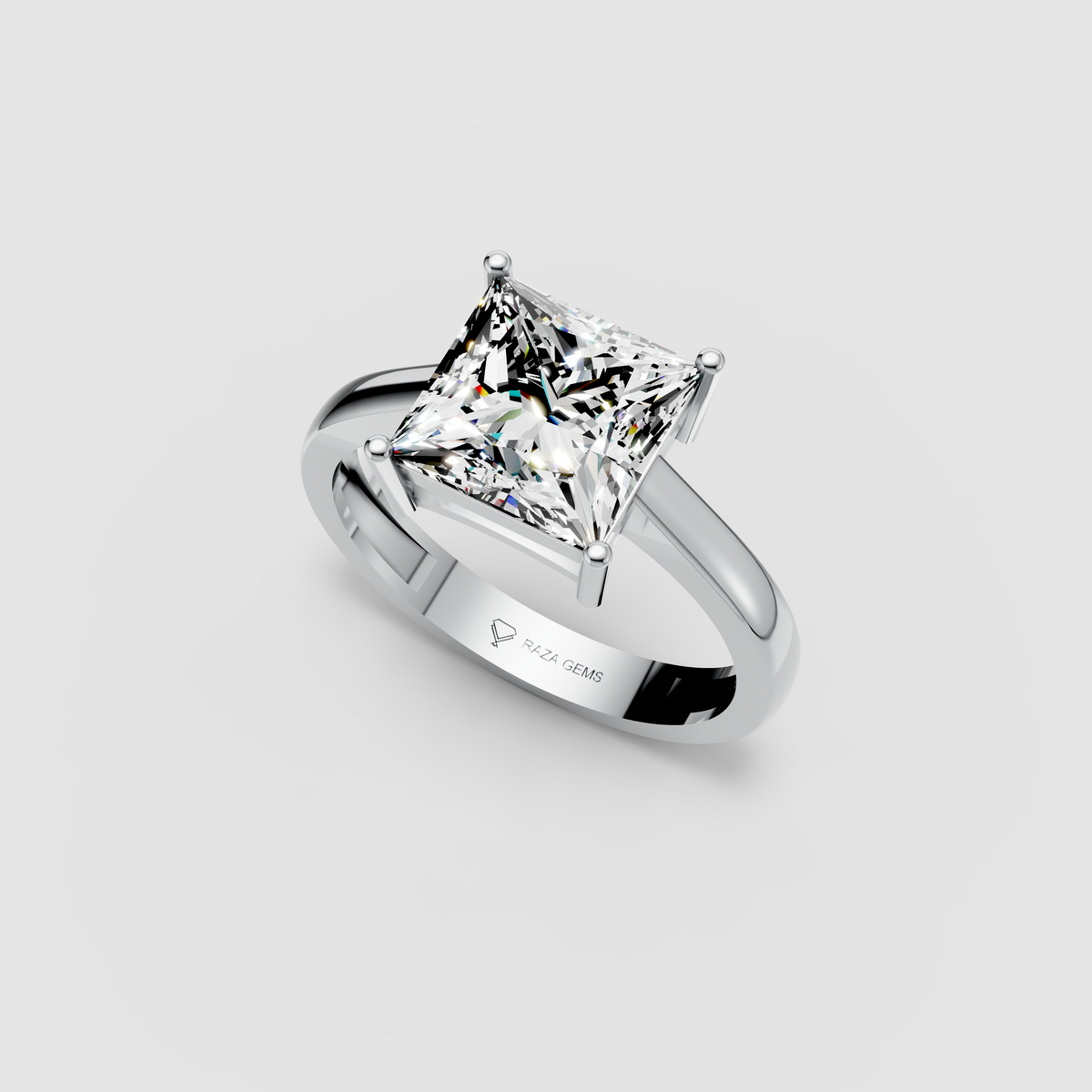 Aurora – Princess-Cut Moissanite Solitaire Engagement Ring in 18KT Gold