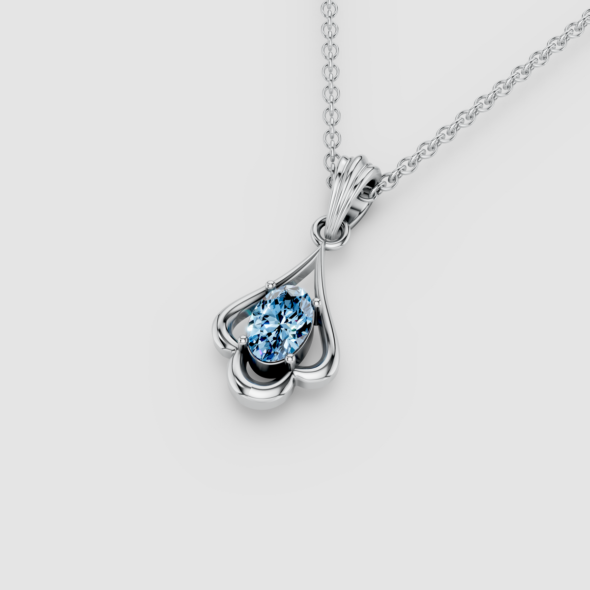 Shirley - Solid 18K Gold Oval Aquamarine Sculptural Drop Pendant"