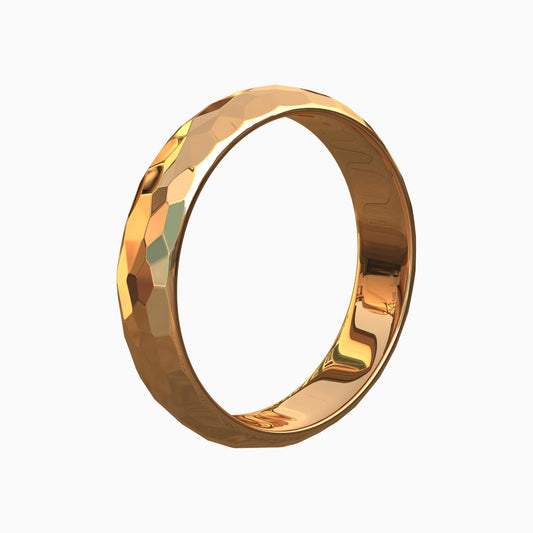 Single 18K Yellow Gold Ring Round Handcrafted Circled (RING0013)