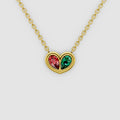 Amora – Pear Emerald & Ruby Bezel-Set Heart Pendant in 18KT Gold