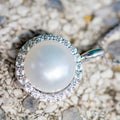 White Pearl Pure Silver 925 Ball Pendant Round Cut (PEN0137)