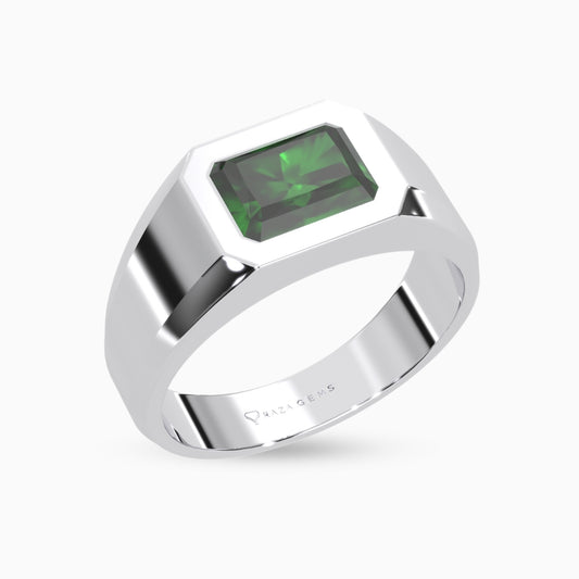 Green Emerald Ring Fajr Silver