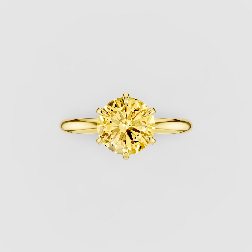 Isabella - 18K Gold Round Yellow Sapphire Solitaire with Hidden Moissanite Halo Ring