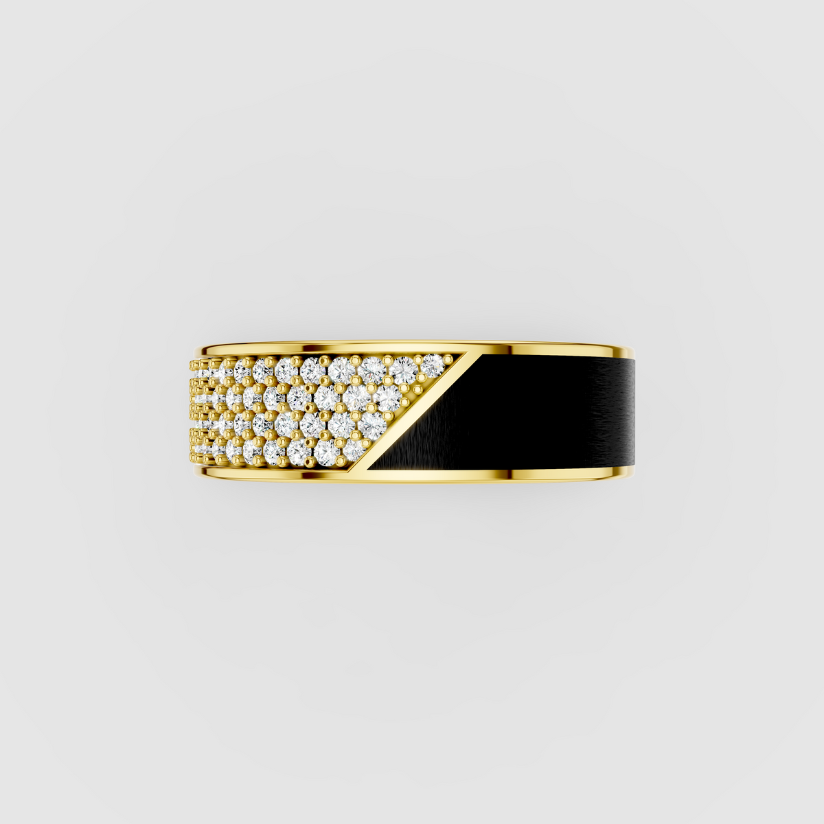 Charlotte - 18K Gold Black Enamel & Pavé Moissanite Band Ring