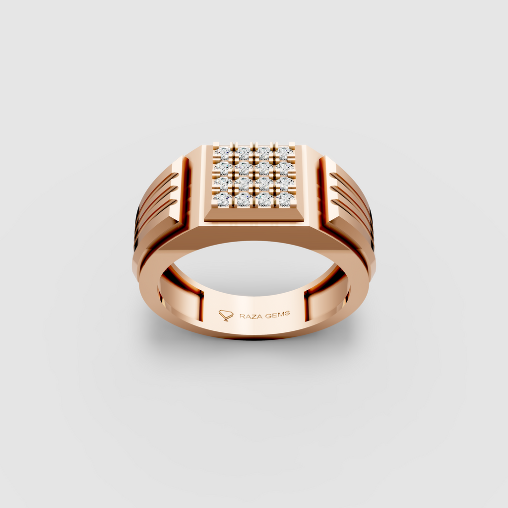 Iris – 18K Solid Gold Pave Moissanite Square Signet Ring