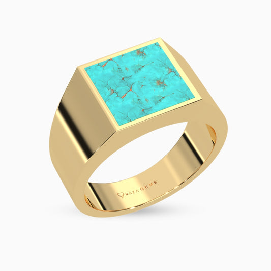 Turquoise (Feroza) Ring Hasna Yellow Gold