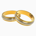 Couple 18K Yellow Gold Ring Round Handcrafted Enamel Ceramic Circled