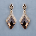 Smokey With Moissanite 18K Rose Gold Earrings for Women Hancrafted (EAR0280)